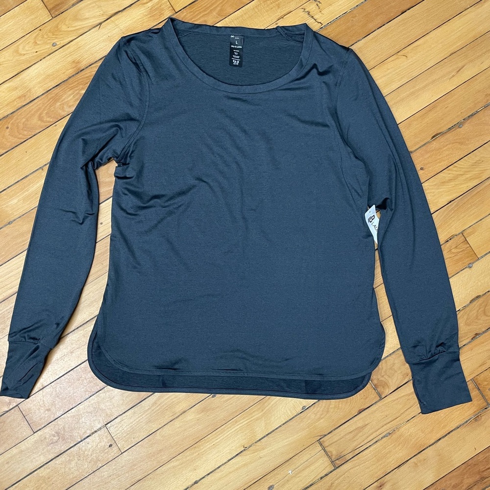 NEW Lily & Lottie Long Sleeve Top Large Charcoal Gray